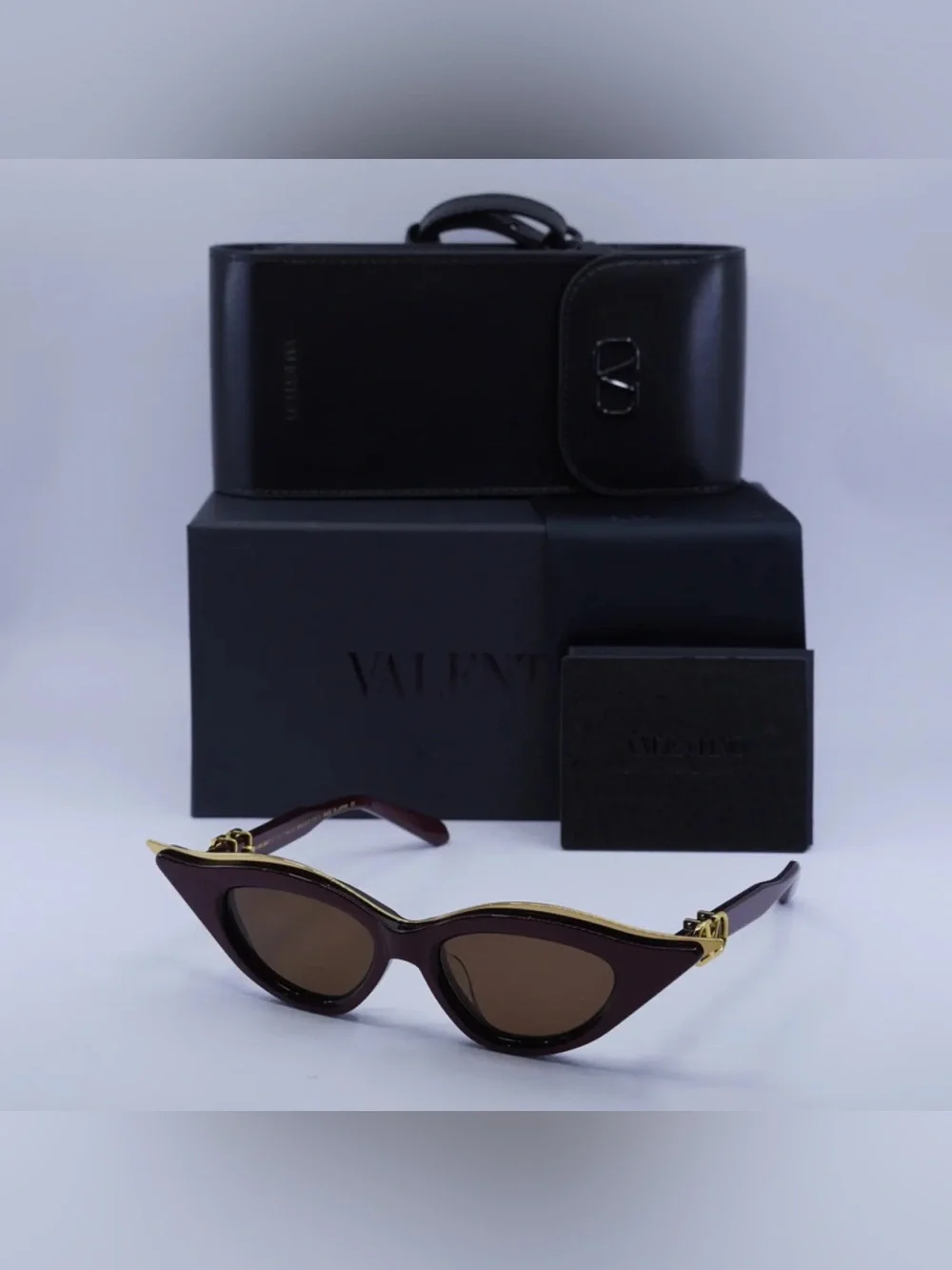 New Valentino V-GOLDCUT-II VLS-114B Bordeaux / Yellow Gold / Dark Brown AR NWT